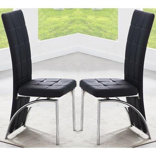 Ravenna Black Faux Leather Dining Chairs In Pair