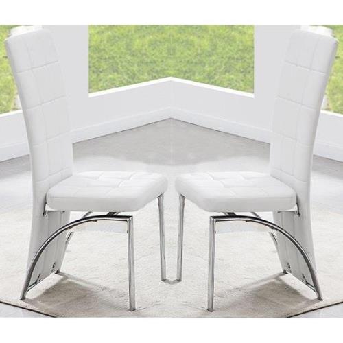 Ravenna White Faux Leather Dining Chairs In Pair