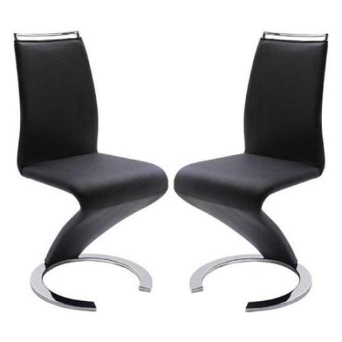 Summer Z Black Faux Leather Dining Chairs In Pair