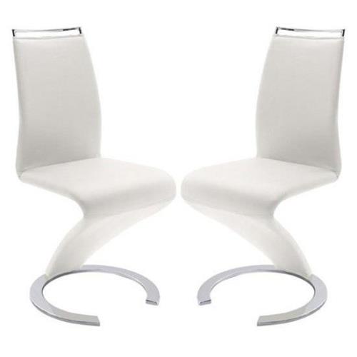 Summer Z White Faux Leather Dining Chairs In Pair