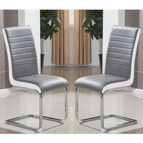 Symphony Grey And White Faux Leather Dining Chairs In Pair