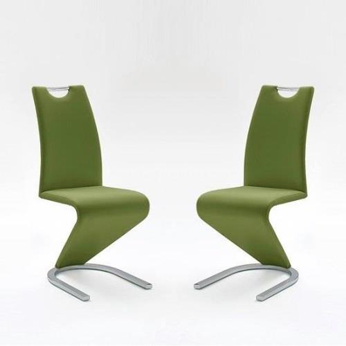 Amado Dining Chair In Olive Faux Leather In A Pair