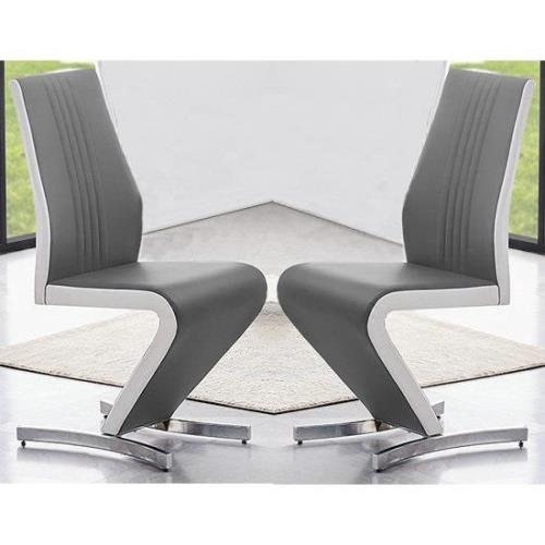 Gia Grey And White Faux Leather Dining Chairs In Pair