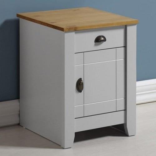 Ladkro Wooden Bedside Cabinet In Grey And Oak