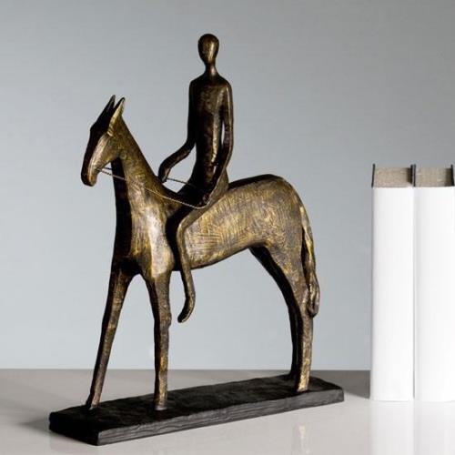 Rider Sculpture In Bronze With Black Metal Base