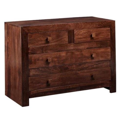 Tivat Mango Wood Chest 4 Drawers In Dark Mahogany