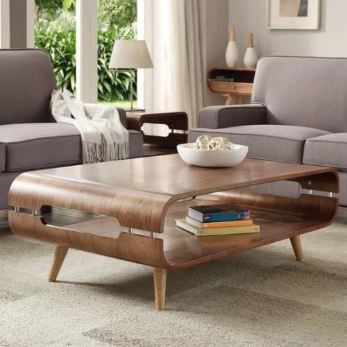 Marin Wooden Coffee Table In Walnut With Spindle Shape Legs