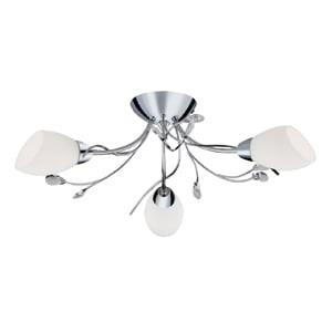 Gardenia Chrome Semi-flush With Opal Glass and Crystal Detail