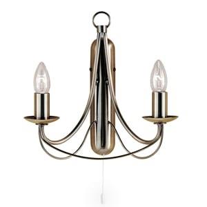 Maypole 2 Light Antique Brass Switched Wall Lamp