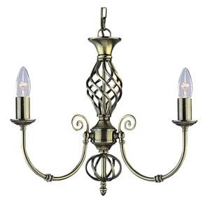 Zanzibar Antique Brass 3Light Fitting With Ornate Twisted Column