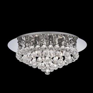 Hanna Chrome Flush Crystal Ball 6 Light Ceiling Light