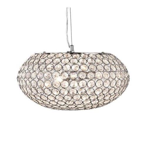 Chantilly 3 Lamp Chrome Oval Pendant With Clear Crystal Buttons