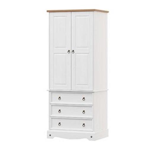 Consett White Wardrobe With 2 Doors And 3 Drawers