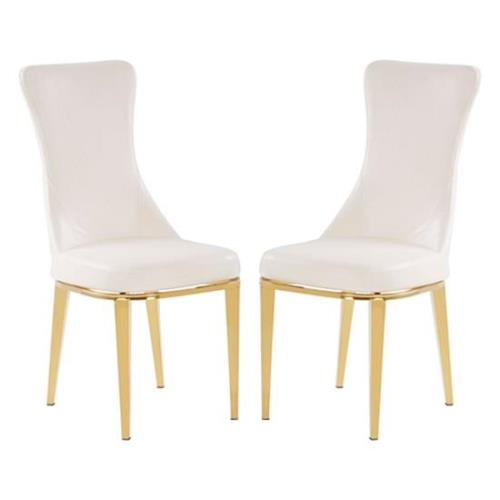 Denebola White PU Leather Dining Chair In A Pair