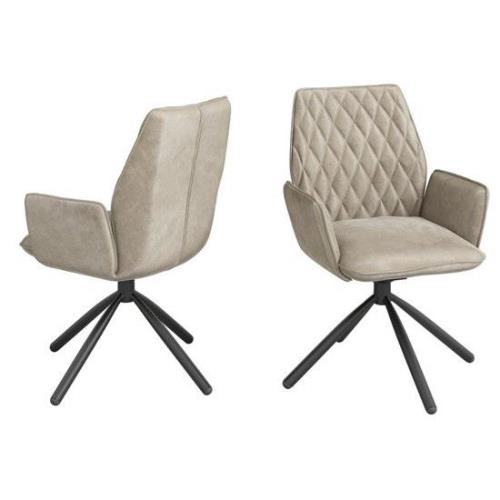 Zekrot Mink Fabric Dining Chairs With Metal Legs In Pair