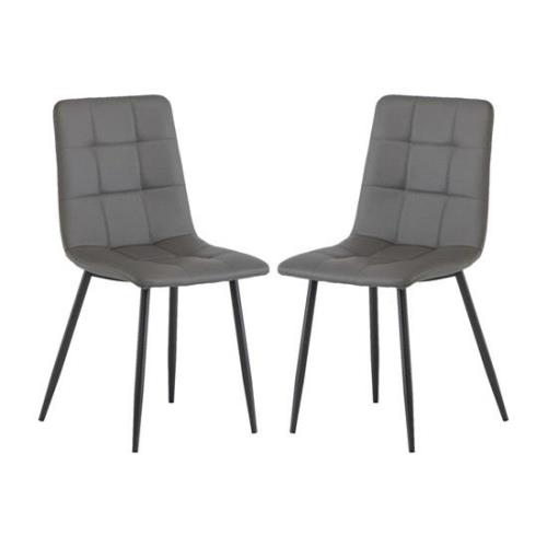 Virti Grey Faux Leather Dining Chairs In Pair