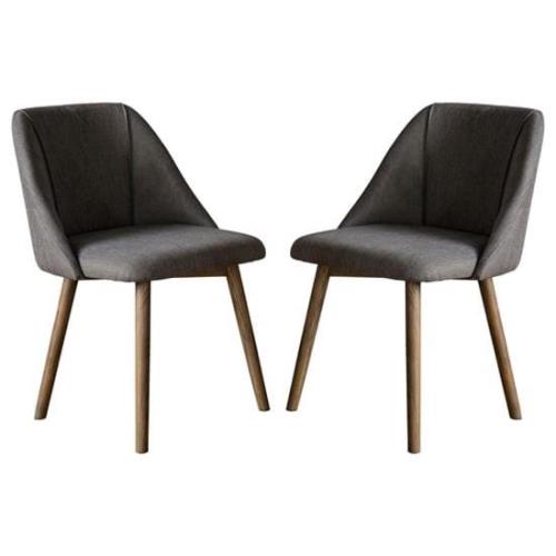 Elliata Slate Grey Fabric Dining Chairs In A Pair