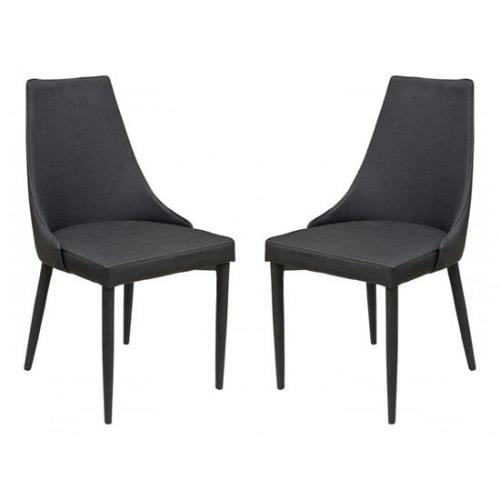 Divina Black Fabric Upholstered Dining Chairs In Pair