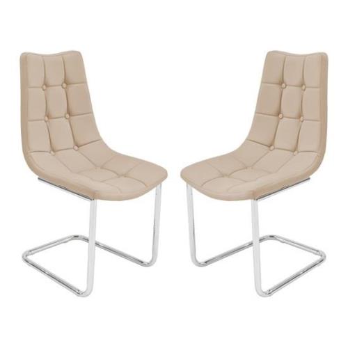 Mintaka Beige Faux Leather Dining Chairs In Pair