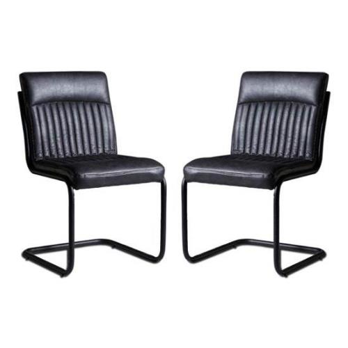 Catila Grey Faux Leather Dining Chairs In Pair