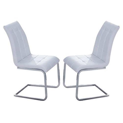 Paris White Faux Leather Dining Chairs In Pair