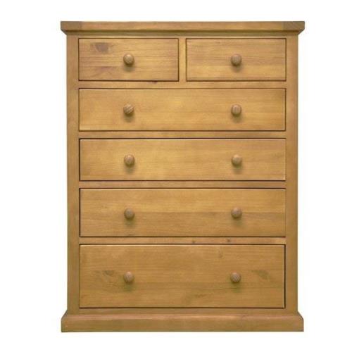 Cyprian Wooden Chest Of Drawers In Chunky Pine With 6 Drawers