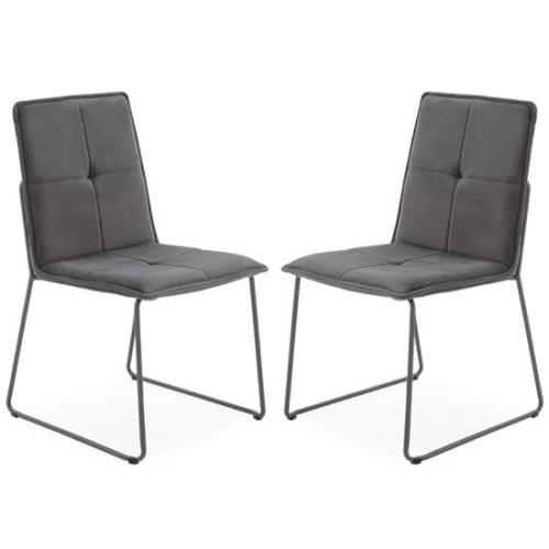 Sorani Grey Velvet Dining Chairs With Metal Legs In Pair