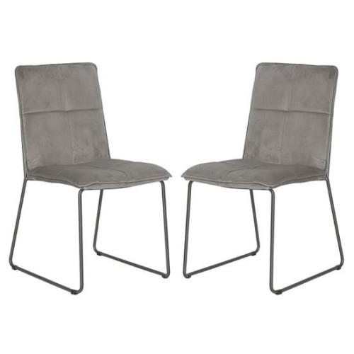 Sorani Mink Velvet Dining Chairs With Metal Legs In Pair