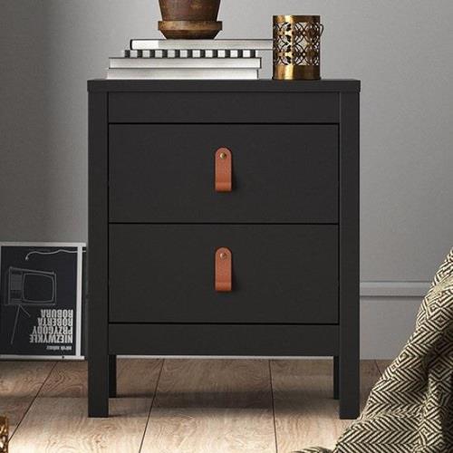 Barcila 2 Drawers Bedside Table In Matt Black