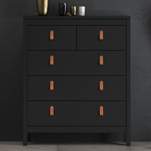 Barcila Chest Of Drawers In Matt Black With 5 Drawers