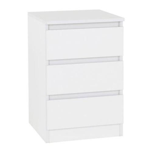 Mcgowan Wooden Bedside Cabinet In White With 3 Drawers