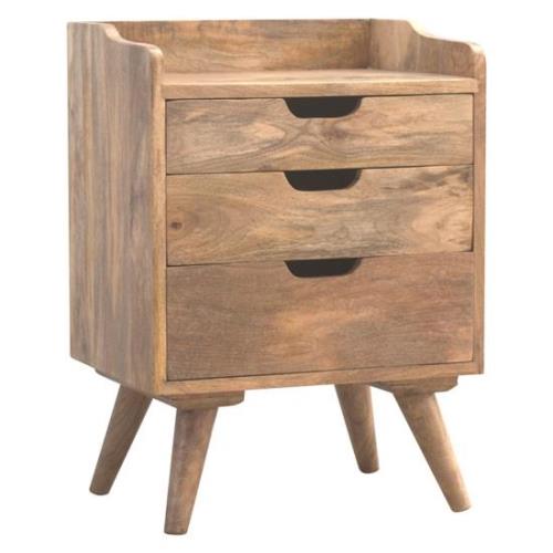 Ouzel Wooden Gradient Gallery Back Bedside Cabinet In Oak Ish