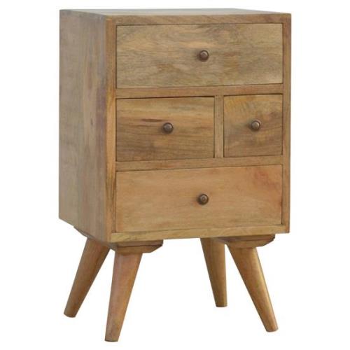 Neligh Wooden Bedside Cabinet In Natural Oak Ish With 4 Drawers