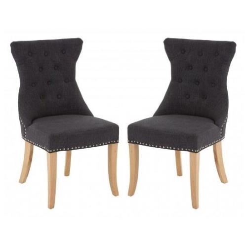 Trento Upholstered Dark Grey Fabric Dining Chairs In A Pair