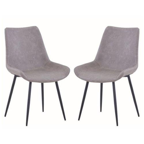 Imperia Light Grey Fabric Upholstered Dining Chairs In A Pair