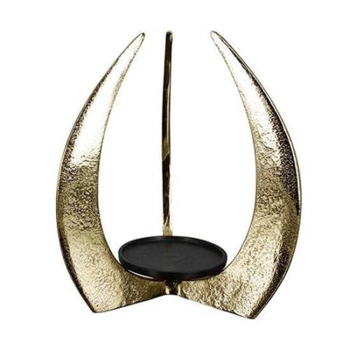 Ohiya Aluminium Large Candleholder In Antique Gold And Black