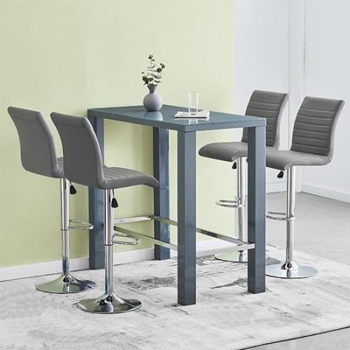 Jam Rectanuglar Glass Grey Bar Table 4 Ripple Grey Stools