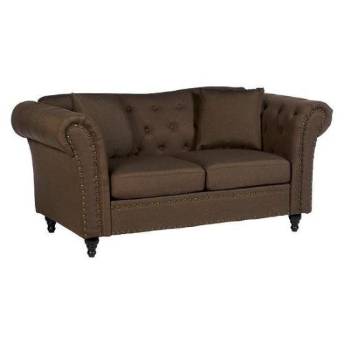 Kelly Upholstered Fabric 2 Seater Sofa In Natural