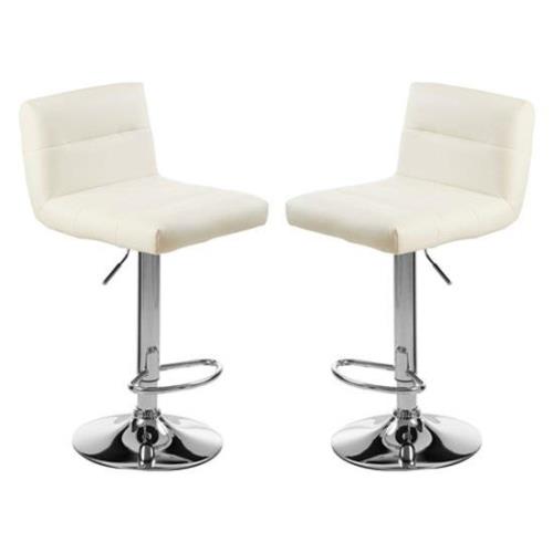 Baino White Leather Bar Chairs With Chrome Base In A Pair