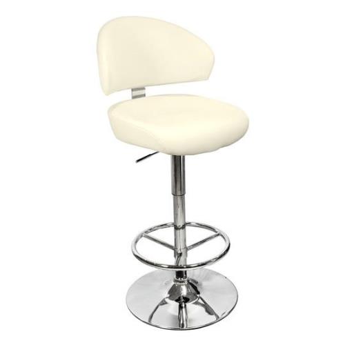 Casino Cream Leather Bar Stool With Chrome Base