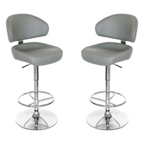 Casino Grey Leather Bar Stool In Pair