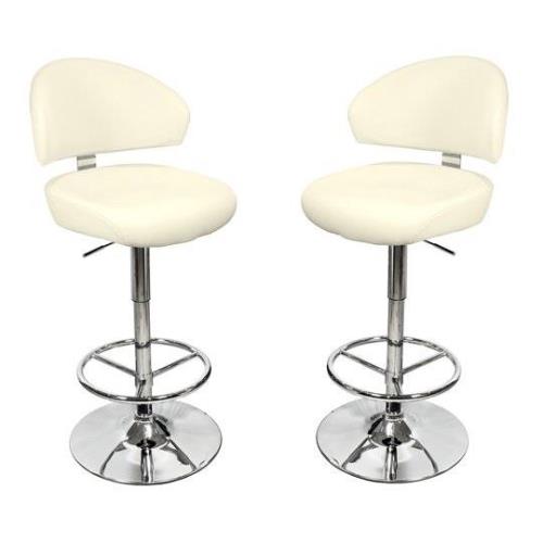 Casino Cream Leather Bar Stool In Pair