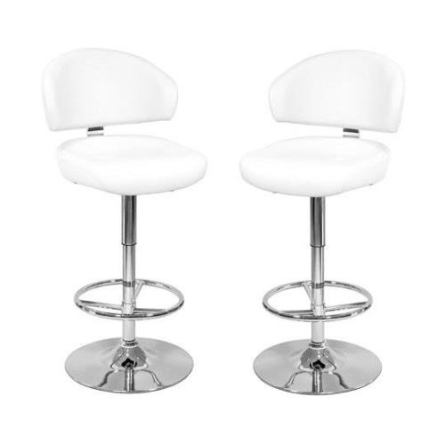 Casino White Leather Bar Stool In Pair