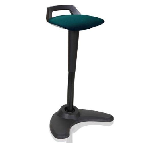 Spry Fabric Office Stool In Black Frame And Maringa Teal Seat