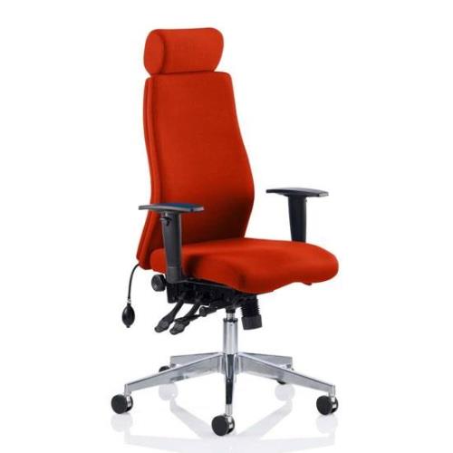 Onyx Headrest Office Chair In Tabasco Red With Arms