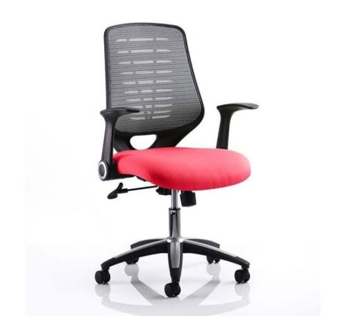 Relay Task Silver Back Office Chair With Bergamot Cherry Seat