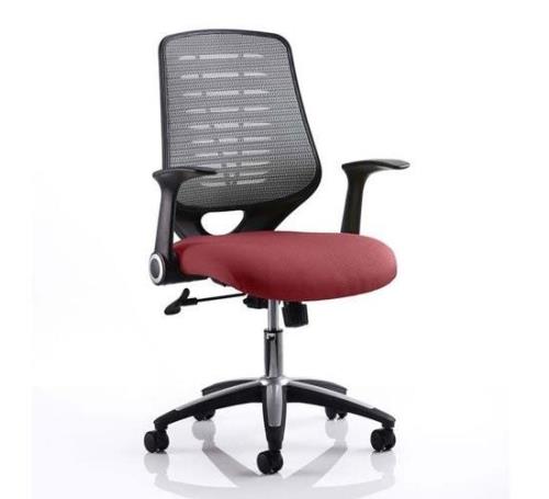 Relay Task Silver Back Office Chair With Ginseng Chilli Seat