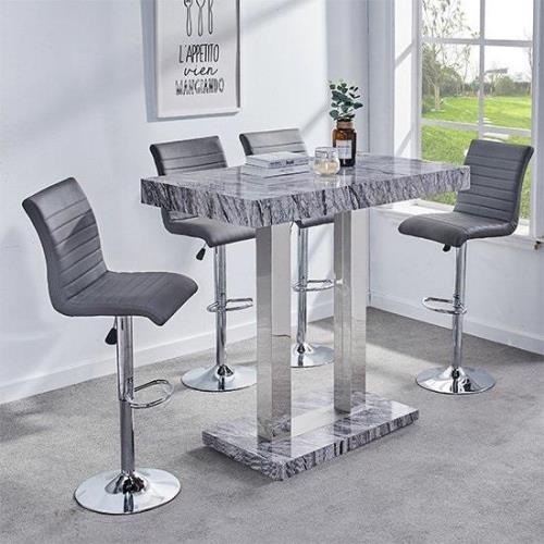 Caprice Melange Effect Bar Table With 4 Ripple Grey Stools