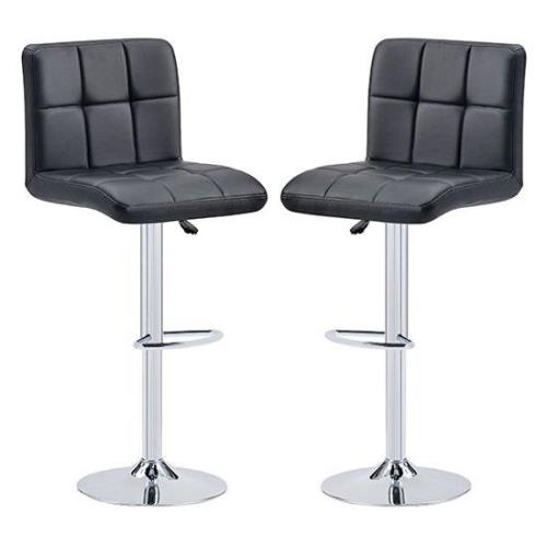 Coco Black Faux Leather Bar Stools With Chrome Base In Pair