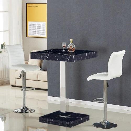 Topaz Milano Marble Effect Bar Table 2 Ripple White Stools